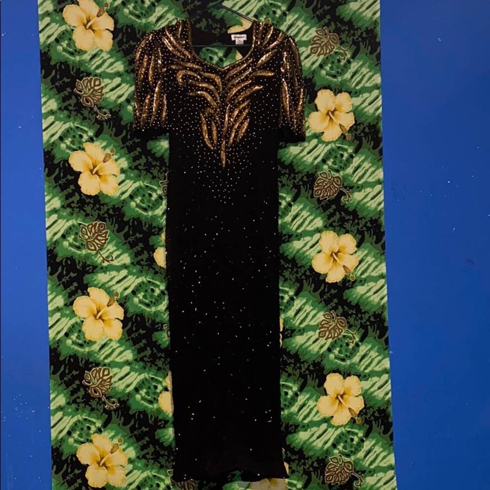 Vintage Silk Beaded Evening Dress